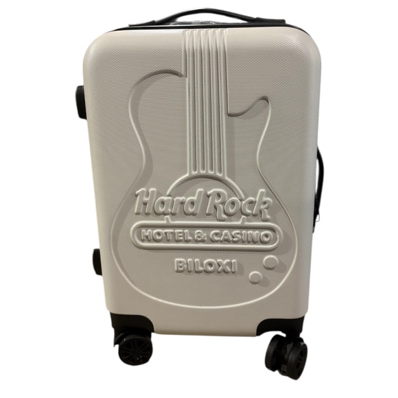 Hard Rock Resort White Suitcase with Hard Exterior and Lock - Picture 1 of 6